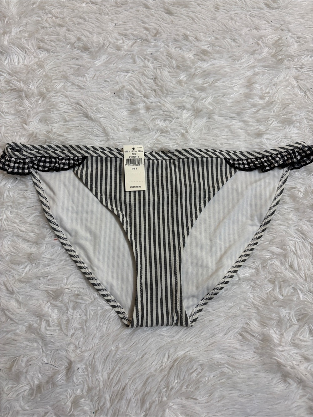 NWT Aerie Seersucker Ruffle Bikini Swim Bottoms Striped Size S